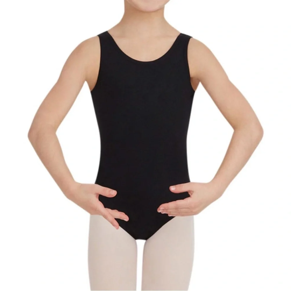 NWT Capezio Future Star Girls Tank Leotard Black Large